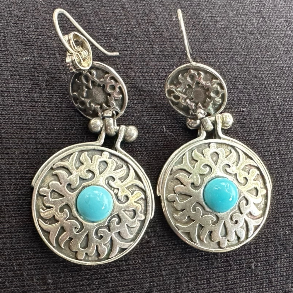 Vintage Silver Earrings with Turquoise Stone